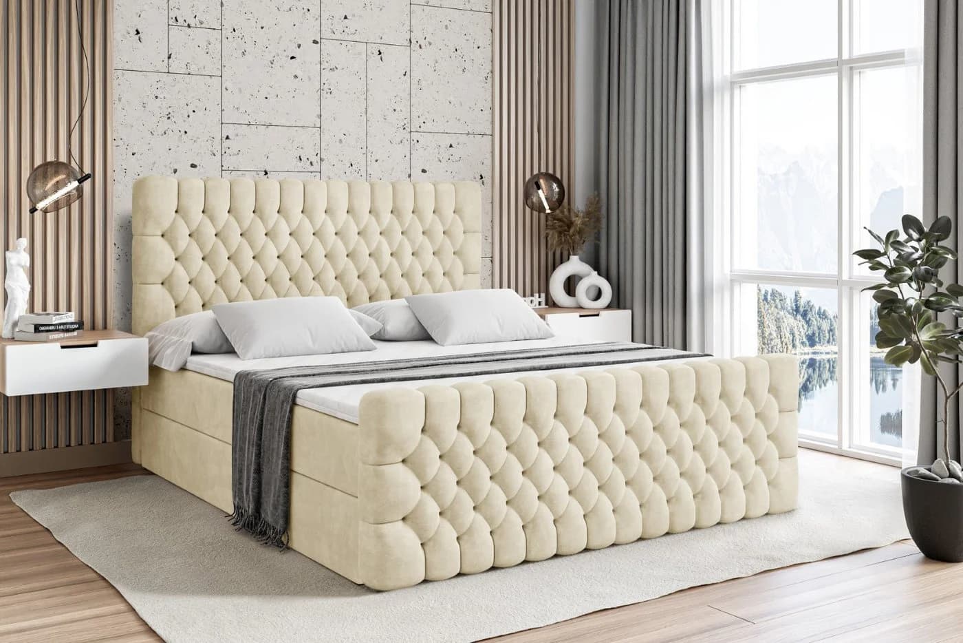 ALTDECOR Boxbett DAISY-Z Beige Monolith mit Topper und Bettkästen - Bild 2