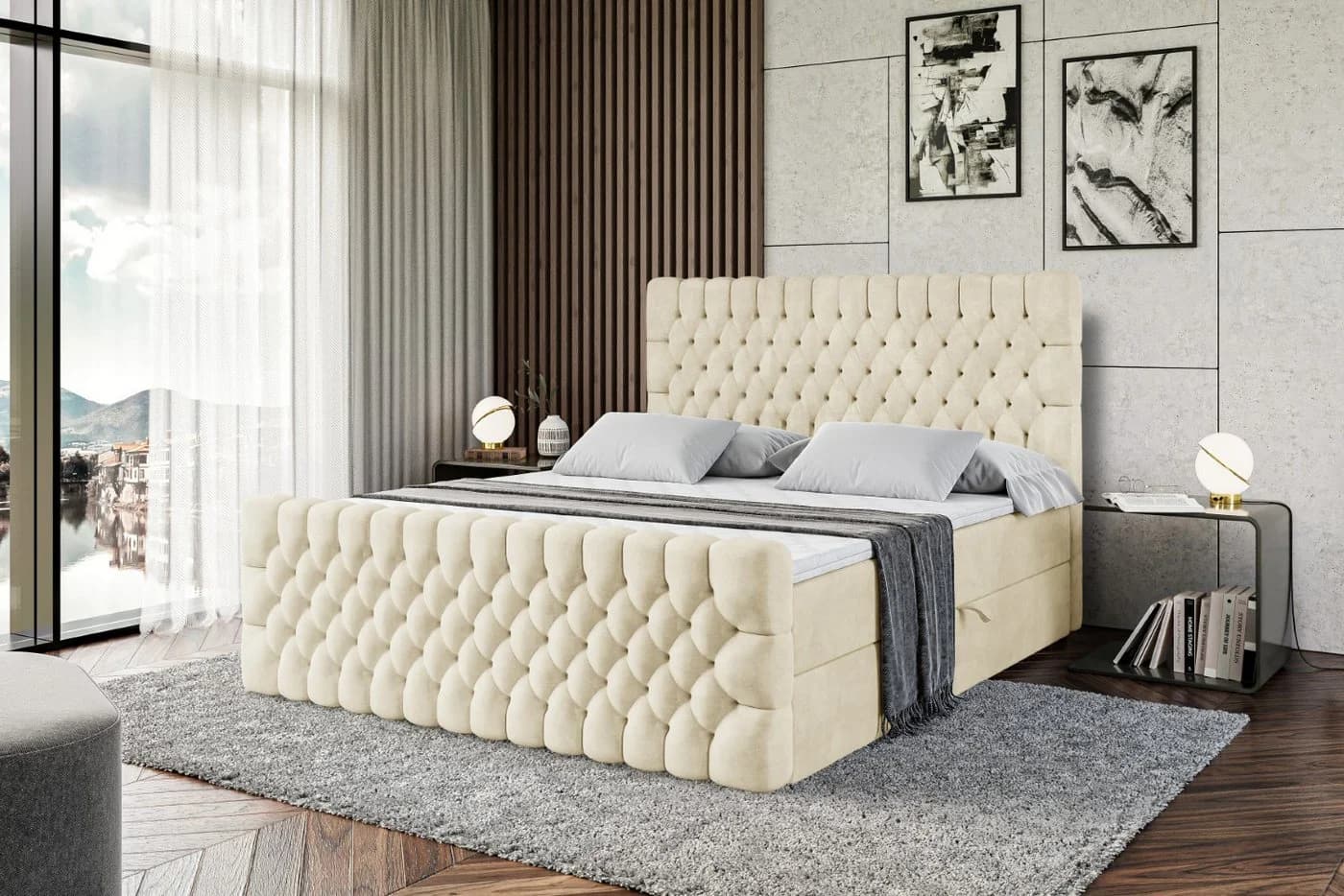 ALTDECOR Boxbett DAISY-Z Beige Monolith mit Topper und Bettkästen - Bild 4
