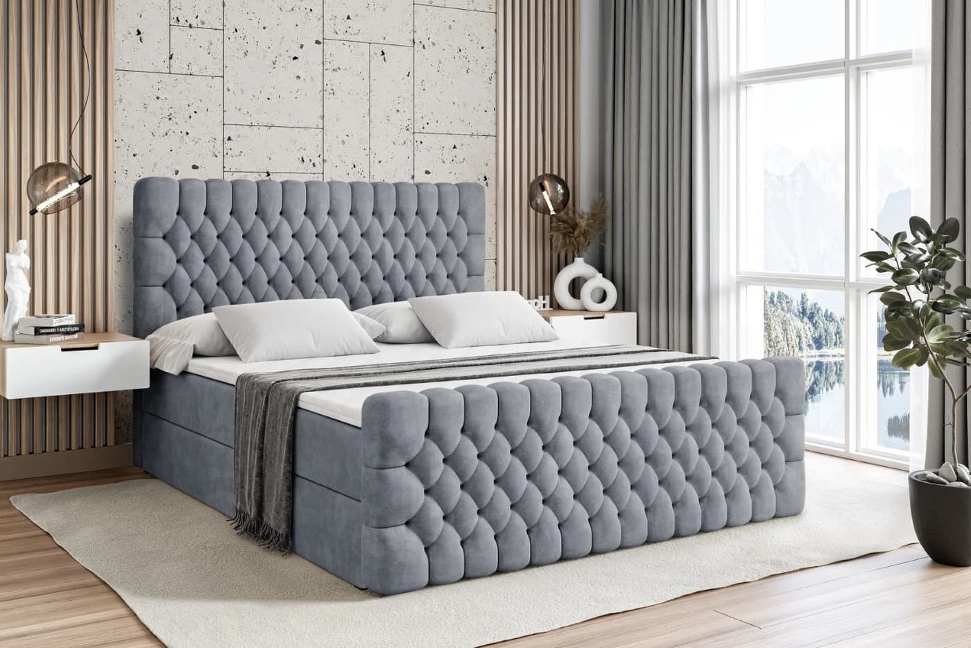ALTDECOR Boxbett SERENE Zanozek Grau mit Topper und Bettkästen - Bild 2