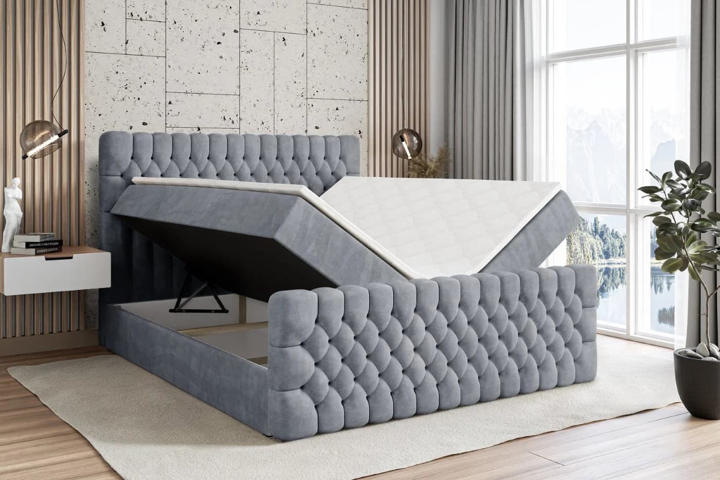 ALTDECOR Boxbett SERENE Zanozek Grau mit Topper und Bettkästen - Bild 3