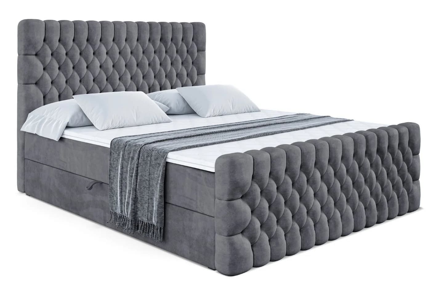 ALTDECOR Boxbett SERENE-Z mit Bettkästen und Topper Grau