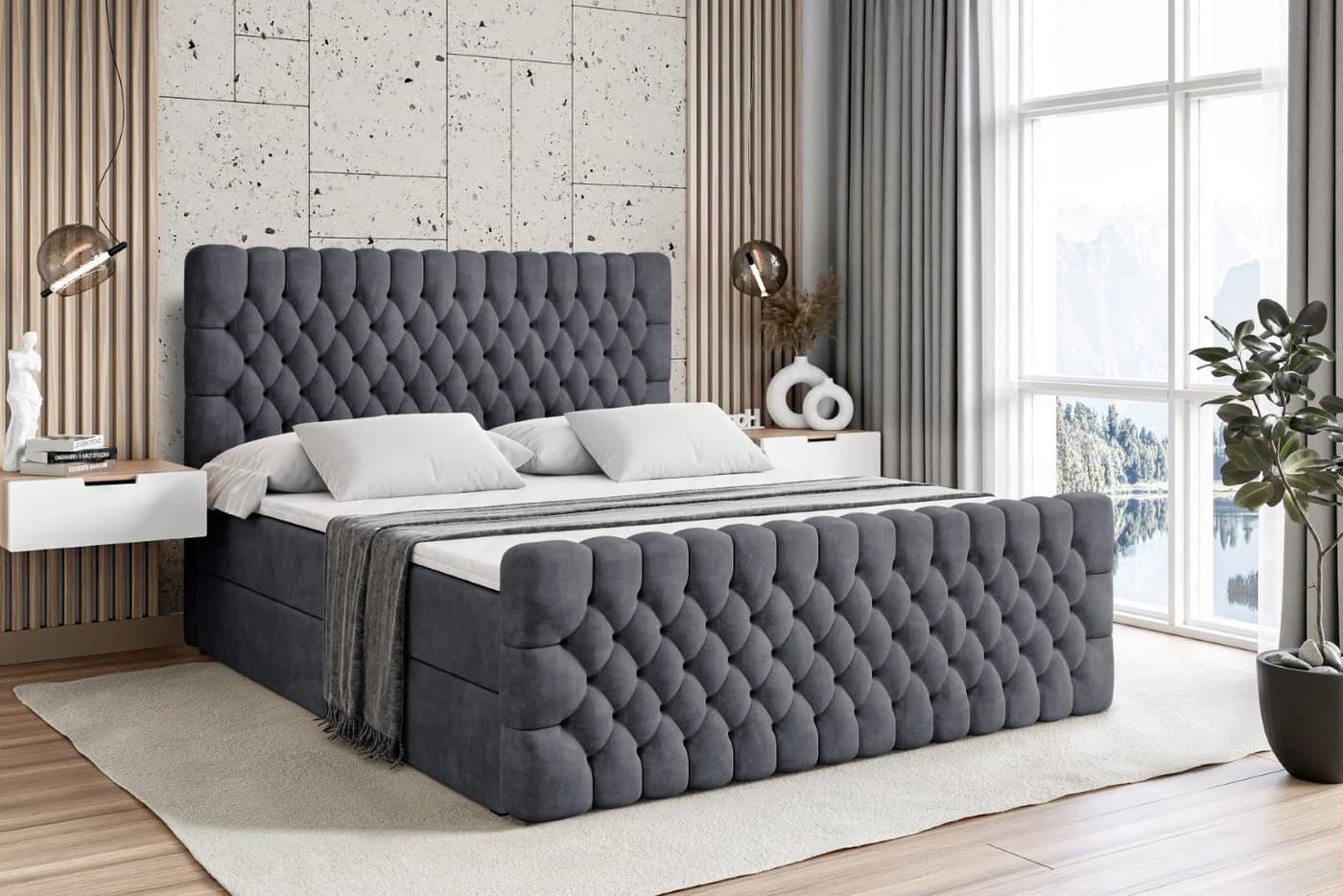 ALTDECOR Boxbett SERENE-Z mit Bettkästen und Topper Grau - Bild 2