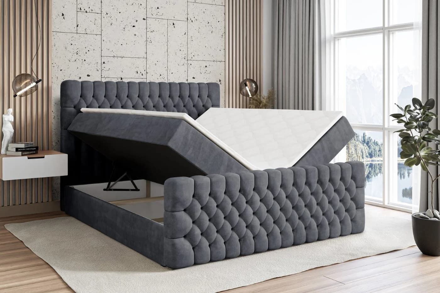 ALTDECOR Boxbett SERENE-Z mit Bettkästen und Topper Grau - Bild 3