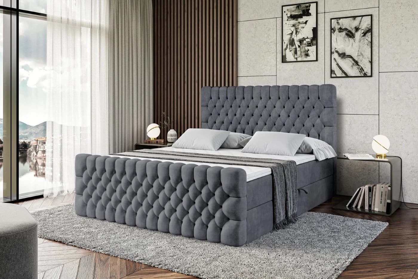 ALTDECOR Boxbett SERENE-Z mit Bettkästen und Topper Grau - Bild 4