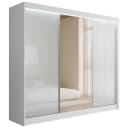 ALTDECOR Schiebetürenschrank VESLI Weiß mit Spiegeltüren & LED Bild 1