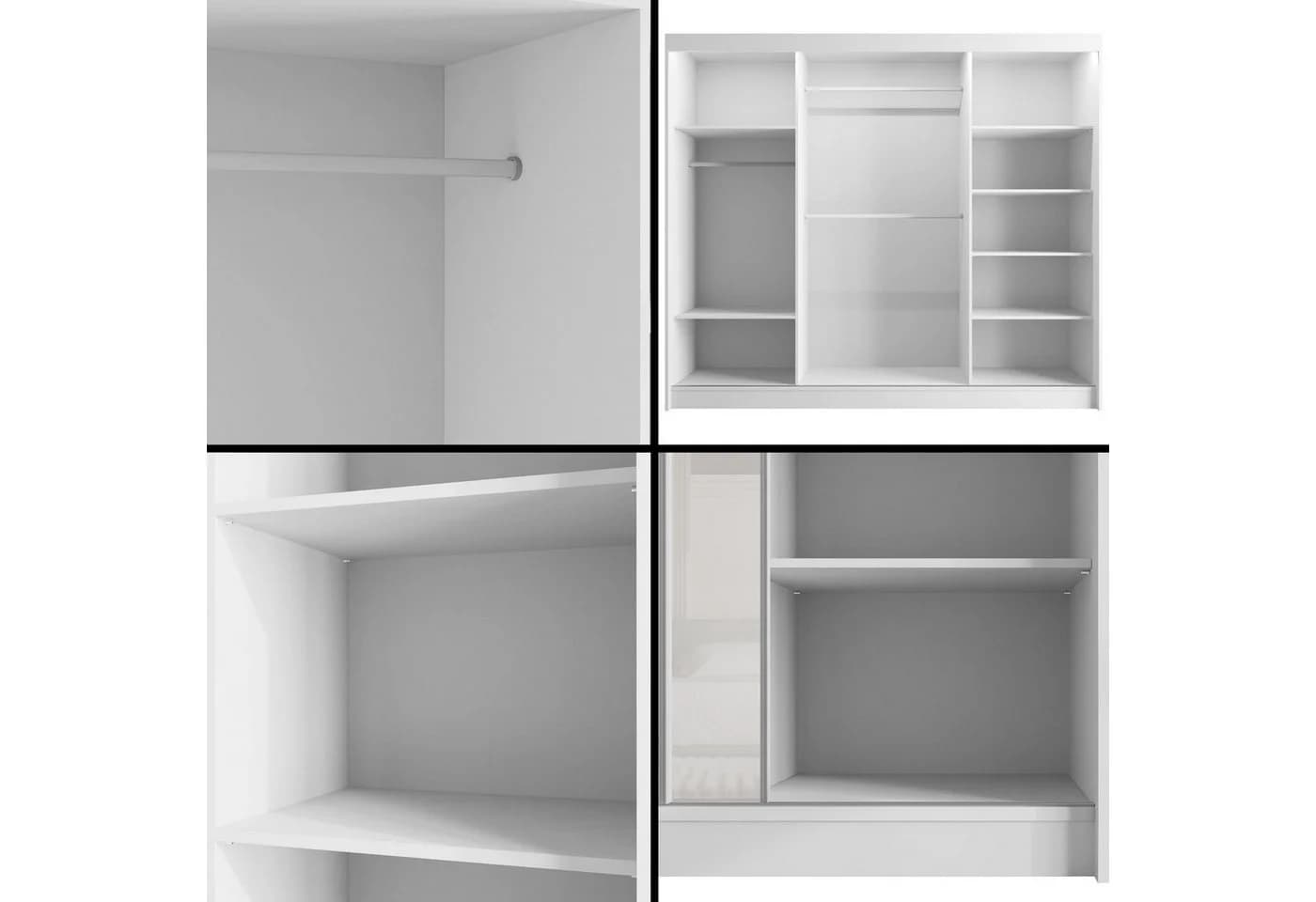 ALTDECOR Schiebetürenschrank VESLI Weiß mit Spiegeltüren & LED - Bild 5