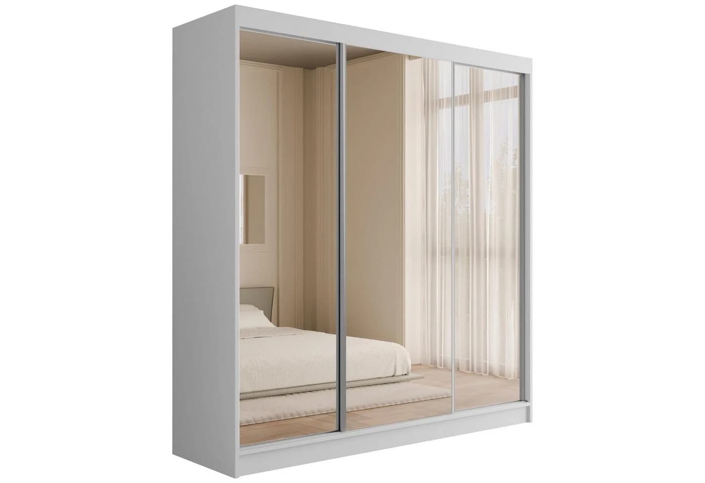 ALTDECOR Schiebetürenschrank V2-URBANO Weiß mit Spiegeltüren Modern