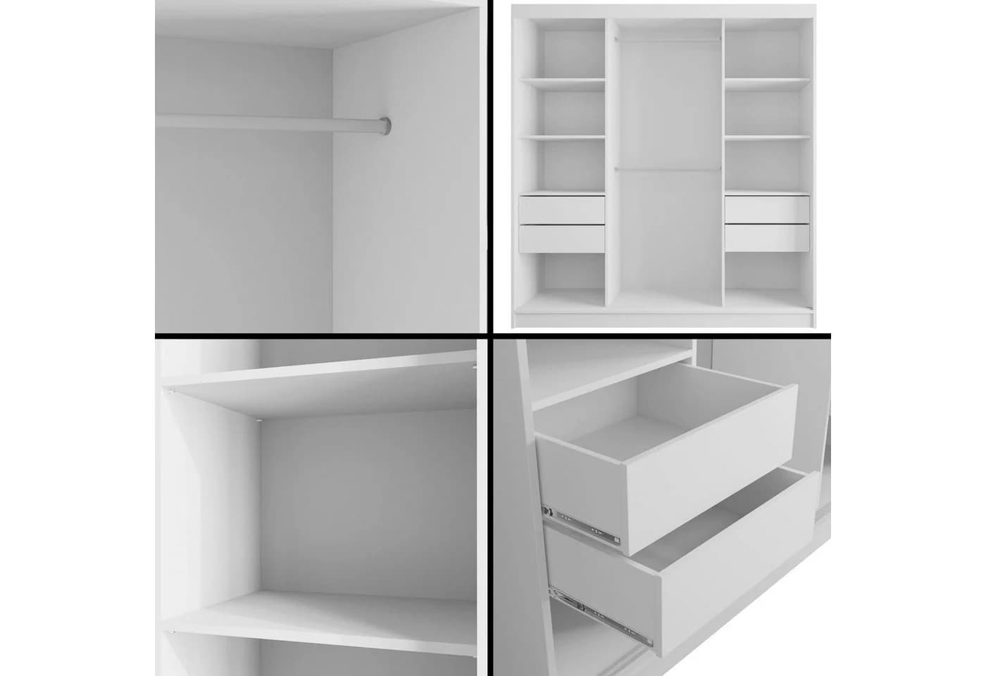 ALTDECOR Schiebetürenschrank V2-URBANO Weiß mit Spiegeltüren Modern - Bild 4