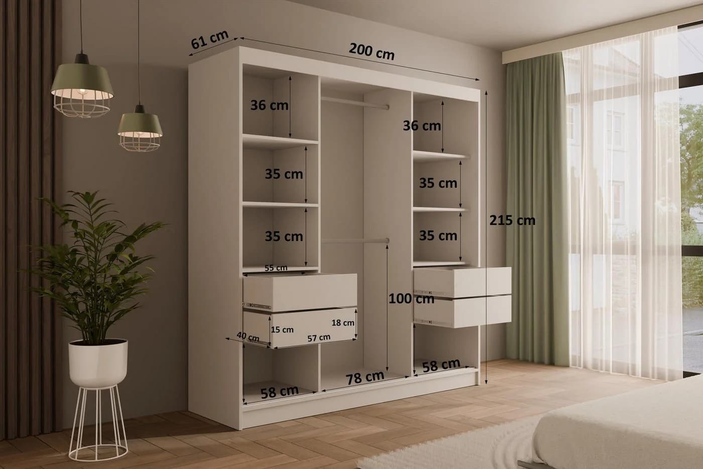 ALTDECOR Schiebetürenschrank V2-URBANO Weiß mit Spiegeltüren Modern - Bild 5