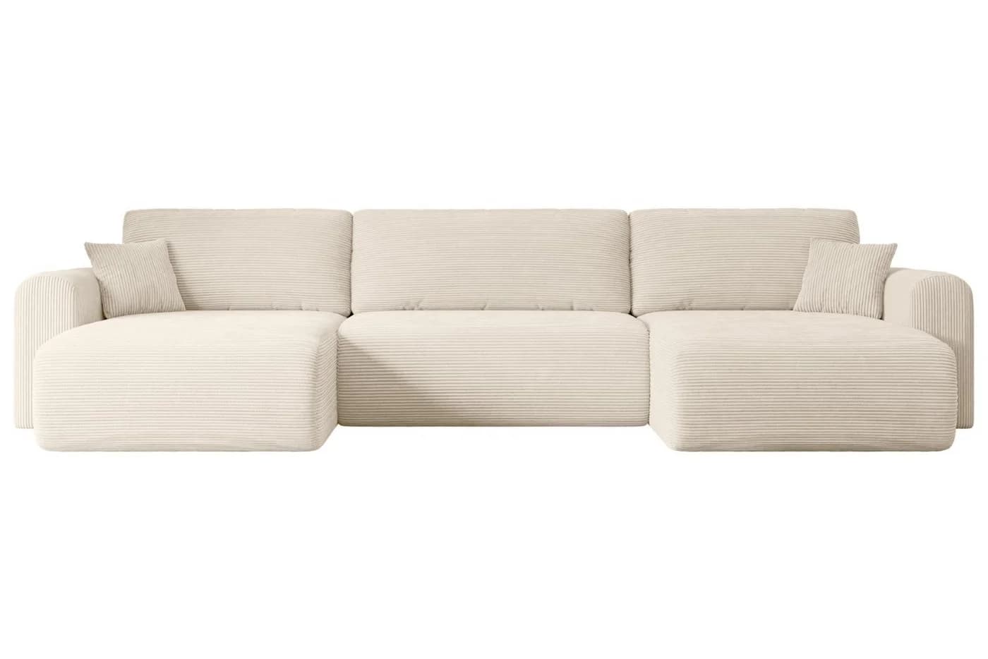 ALTDECOR Wohnlandschaft ORRO-U U-Form Schlafcouch mit Bettkasten Beige