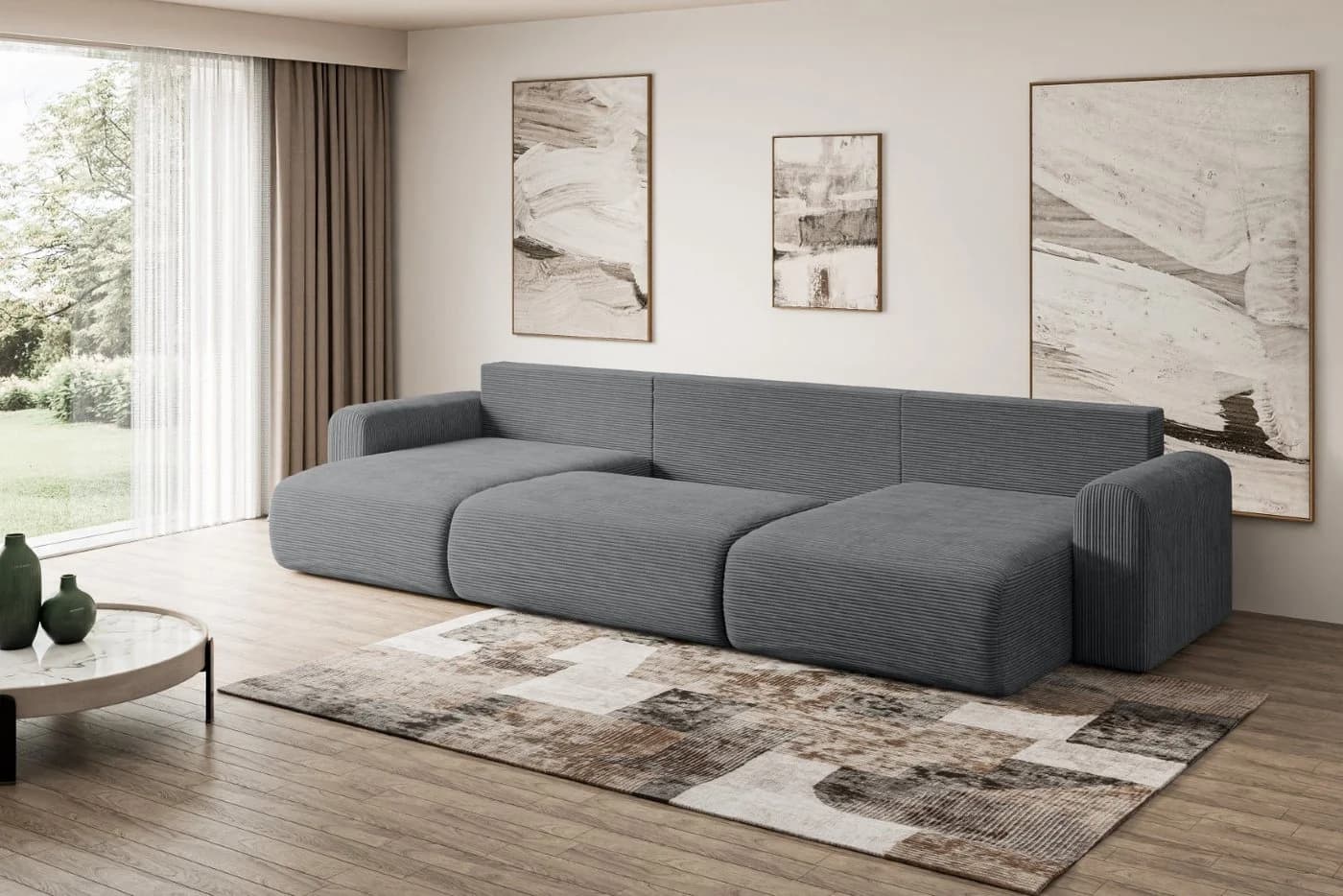 ALTDECOR Wohnlandschaft ORRO-U Eckcouch Grau U-Form mit Schlaffunktion - Bild 5