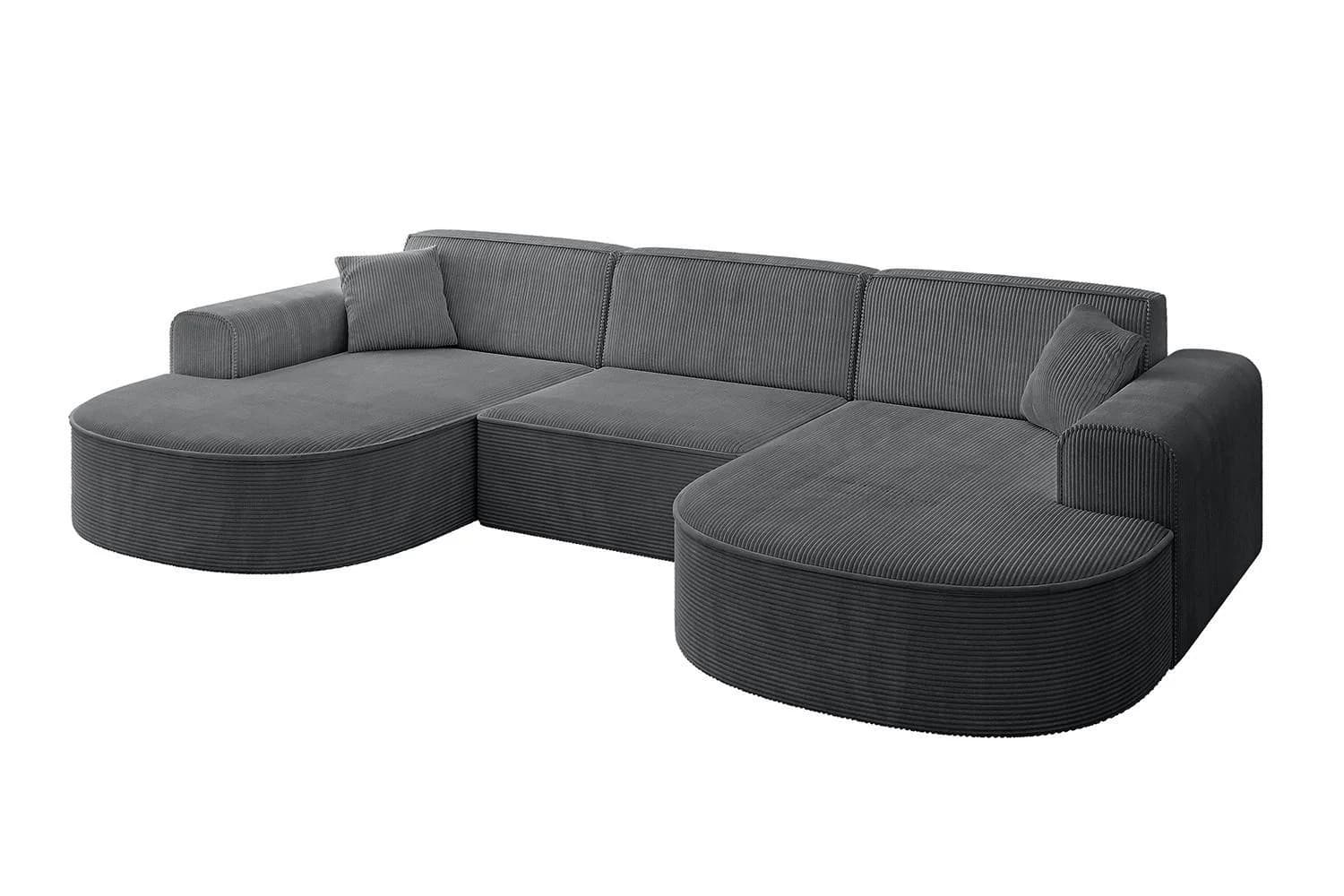 WOHNLANDSCHAFT MARI-U1 Dunkelgrau Cord Wohnlandschaft