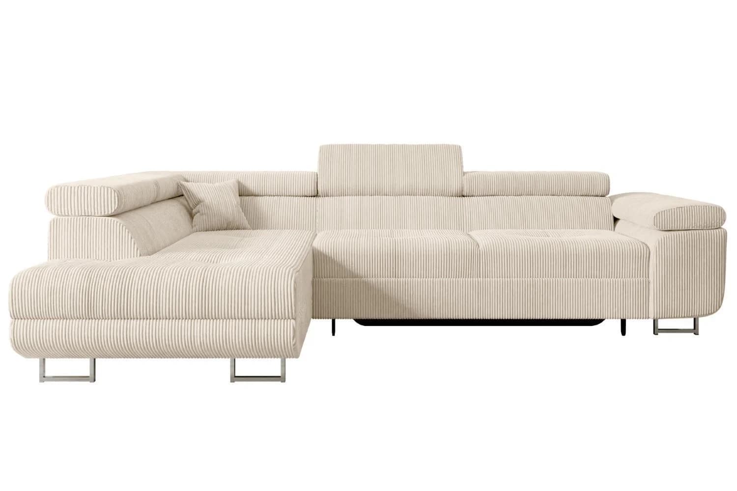 ECKSOFA mit Schlaffunktion und Bettkasten GUSA-L Beige Cord