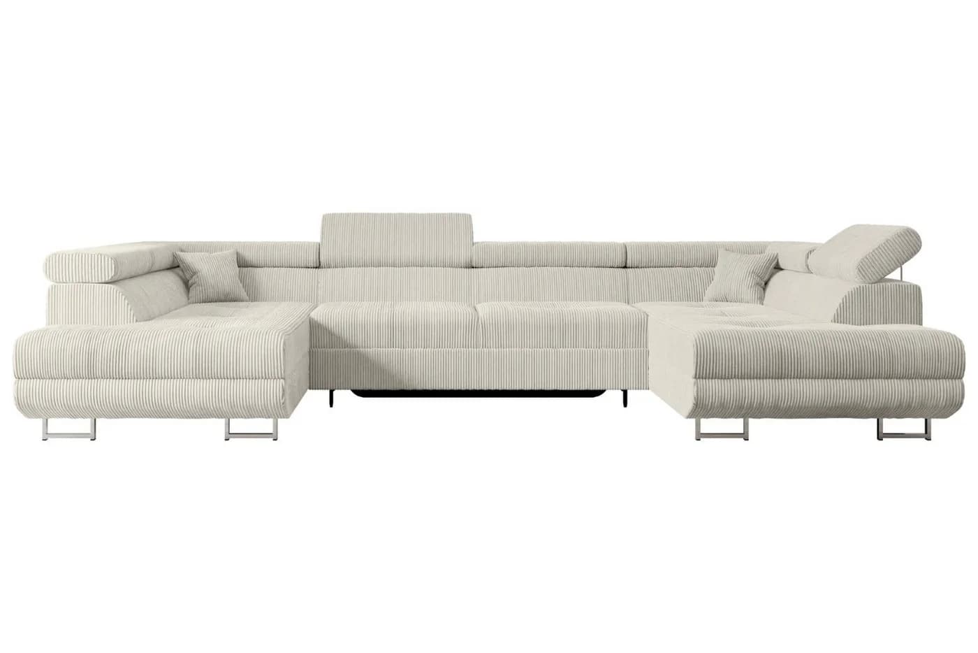ALTDECOR Wohnlandschaft GUSA-U Ecksofa Beige Cord mit Schlaffunktion