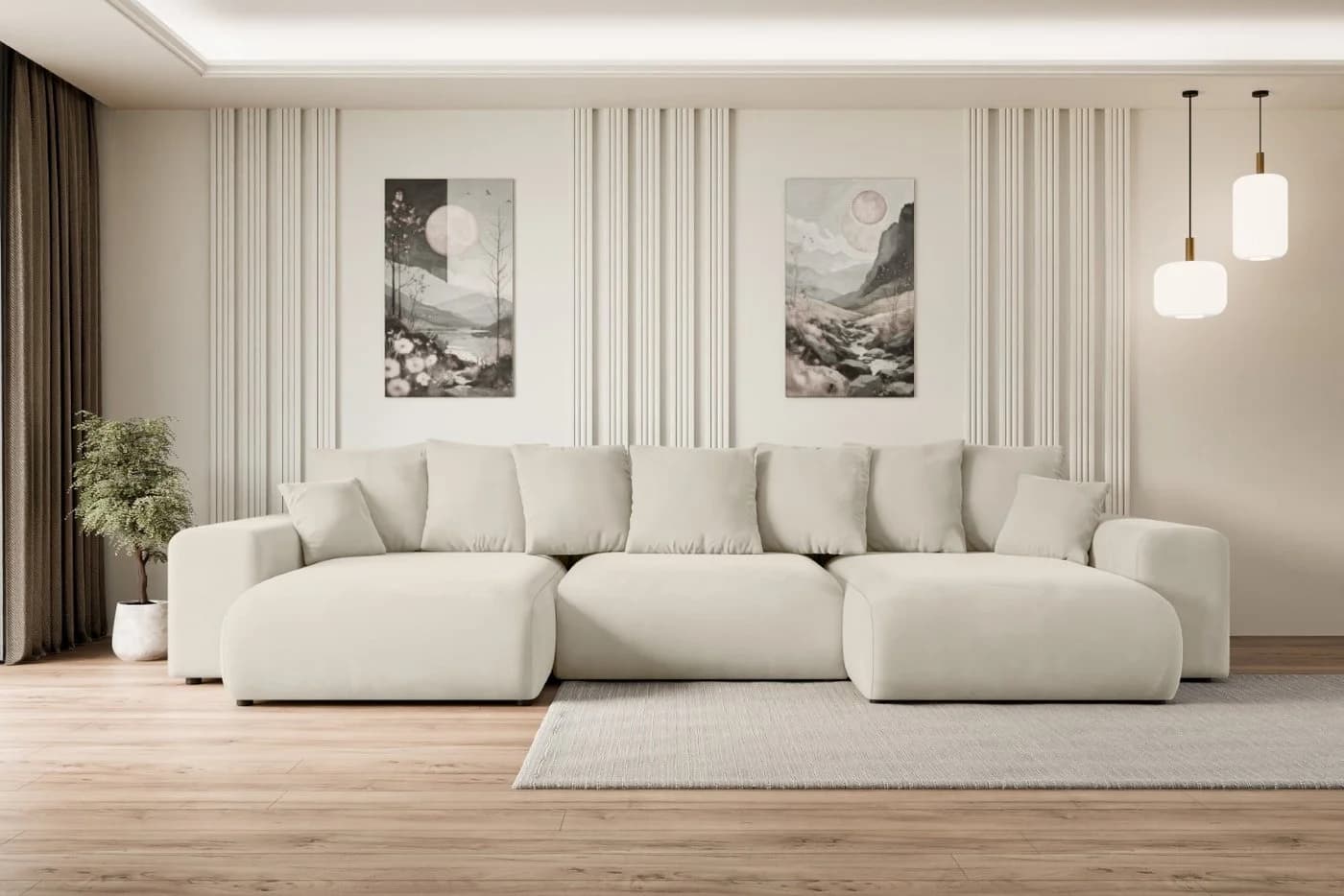 ALTDECOR Wohnlandschaft ESKAR-U L-Form Schlafcouch mit Ausziehfunktion - Bild 2