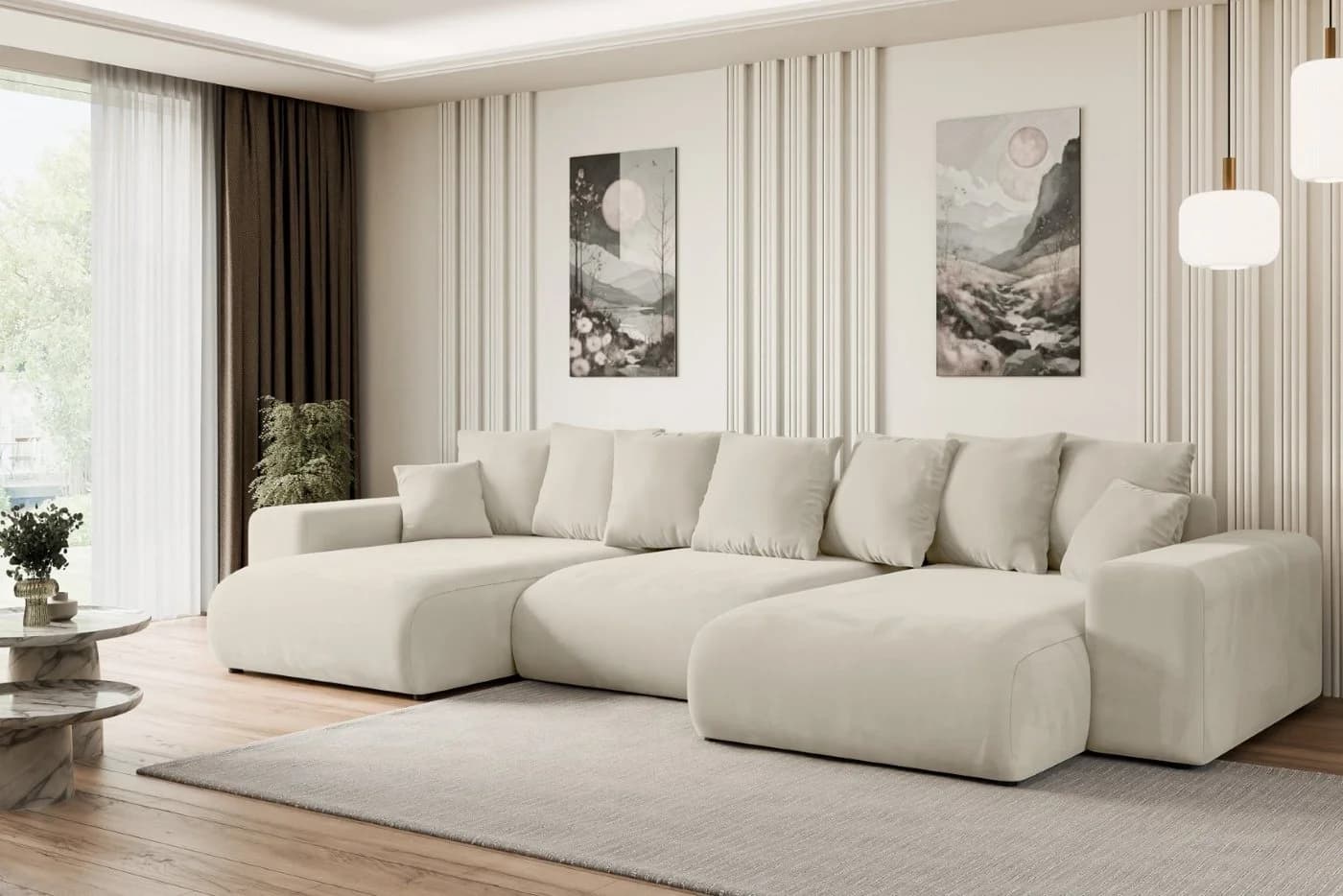 ALTDECOR Wohnlandschaft ESKAR-U L-Form Schlafcouch mit Ausziehfunktion - Bild 3
