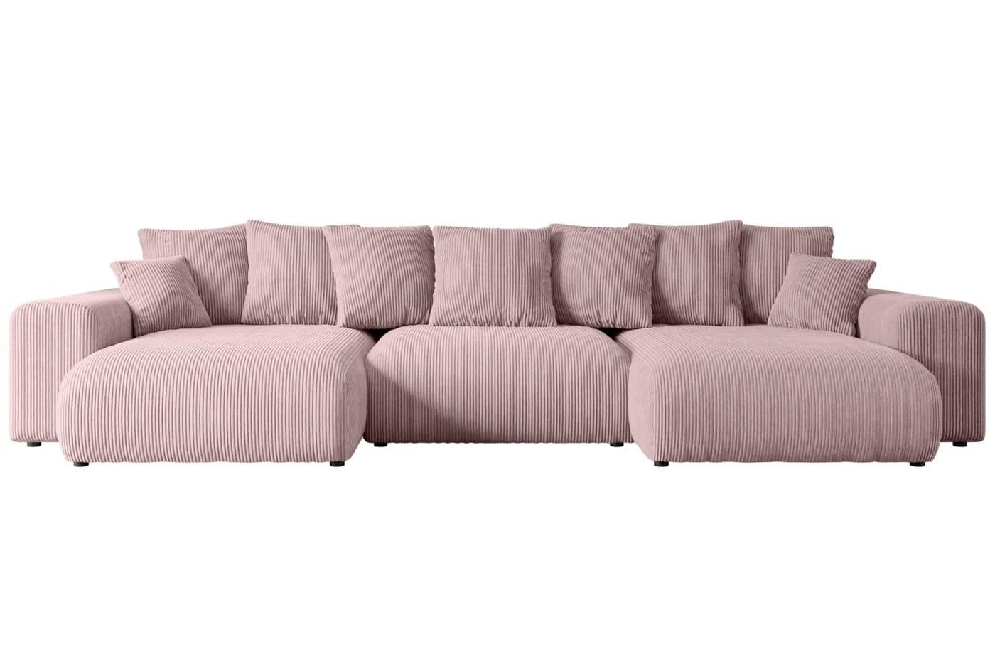 ALTDECOR Wohnlandschaft ESKAR-U Rosa mit Schlaffunktion und Bettkasten