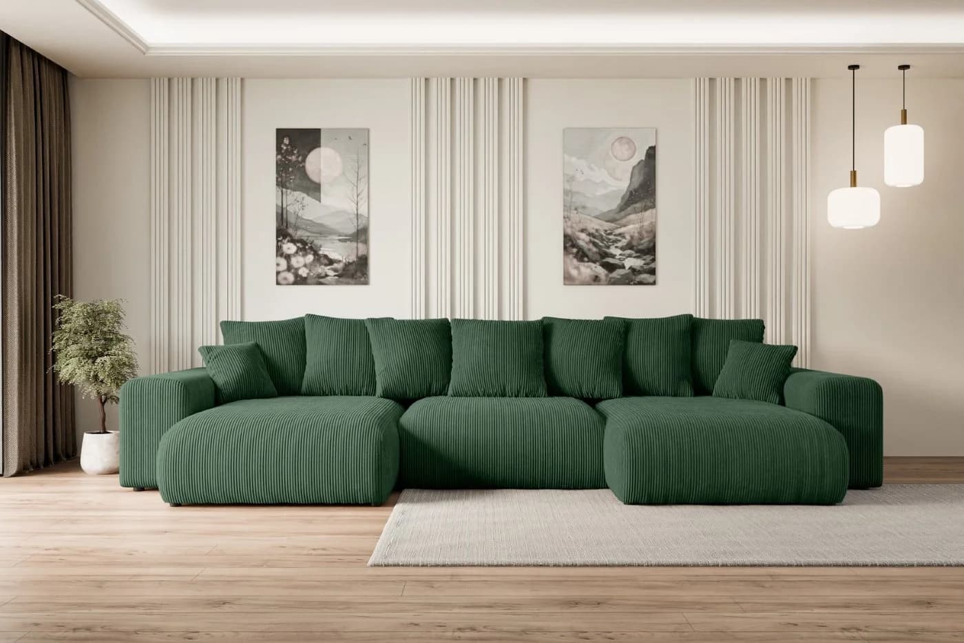 ALTDECOR Wohnlandschaft ESKAR-U Grün mit Schlaffunktion und Bettkasten - Bild 2