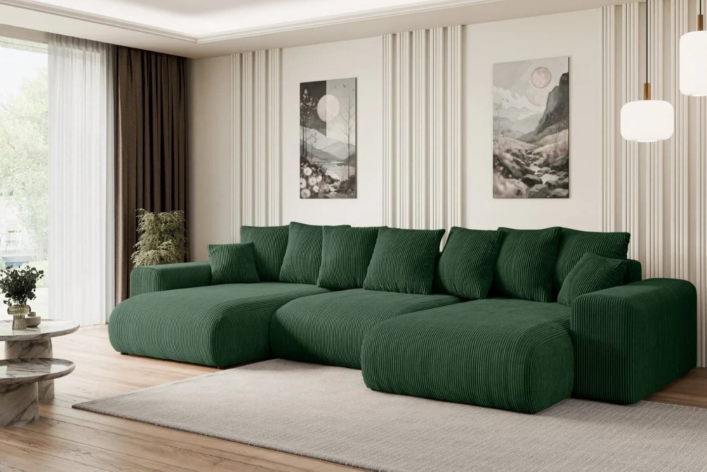 ALTDECOR Wohnlandschaft ESKAR-U Grün mit Schlaffunktion und Bettkasten - Bild 3