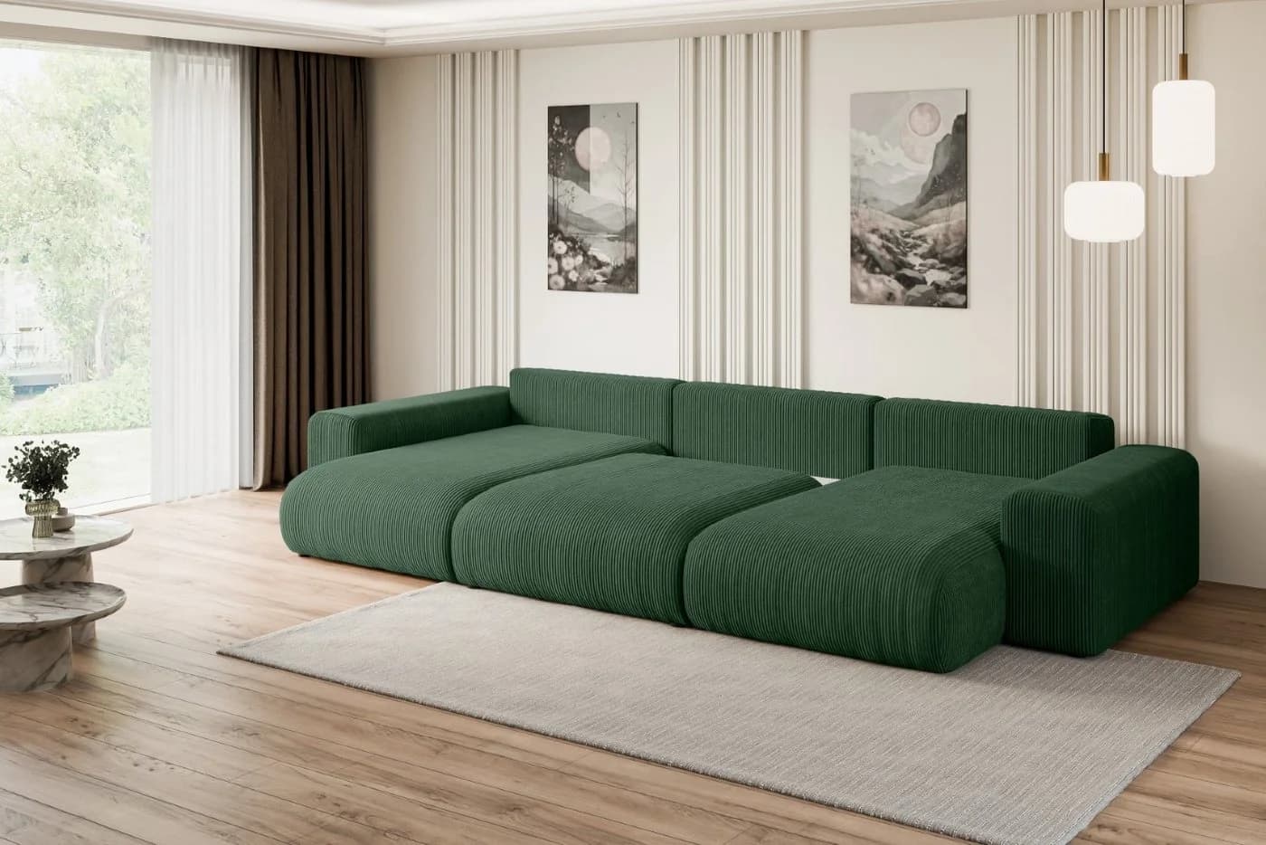 ALTDECOR Wohnlandschaft ESKAR-U Grün mit Schlaffunktion und Bettkasten - Bild 5