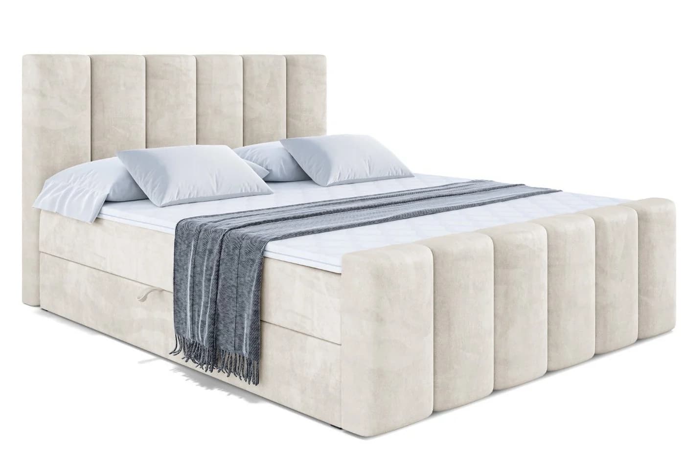 ALTDECOR Boxbett BOXI1-Z mit Bettkästen und Topper Beige