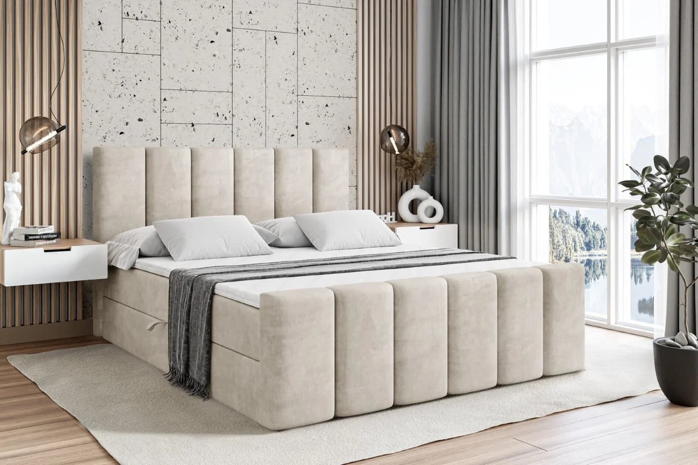 ALTDECOR Boxbett BOXI1-Z mit Bettkästen und Topper Beige - Bild 2
