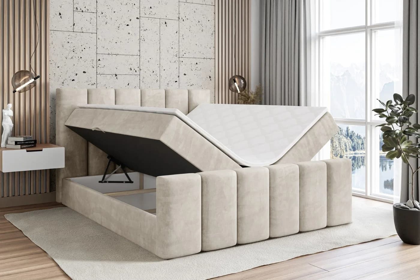 ALTDECOR Boxbett BOXI1-Z mit Bettkästen und Topper Beige - Bild 3