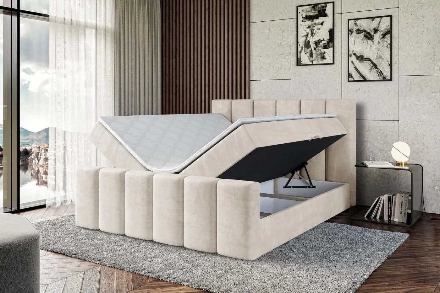 ALTDECOR Boxbett BOXI1-Z mit Bettkästen und Topper Beige - Bild 5