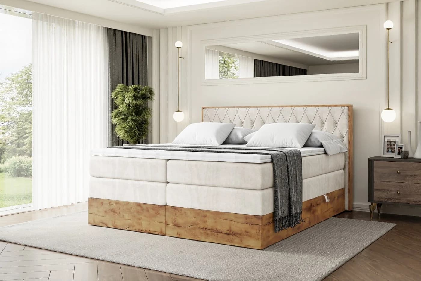 ALTDECOR Boxspringbett LOLLI5 KING Beige mit Topper und Bettkästen - Bild 2