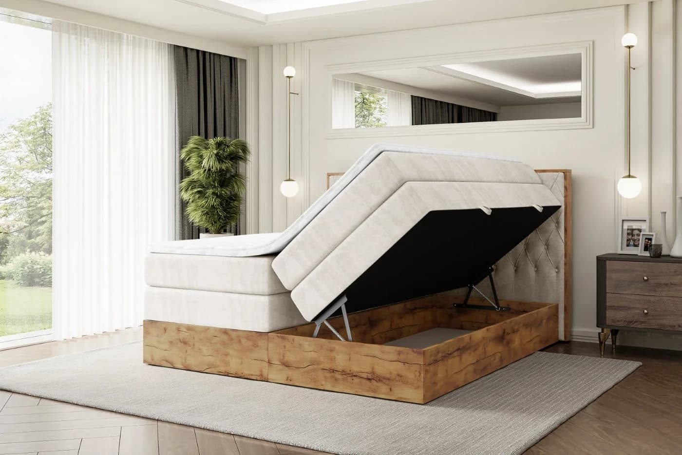 ALTDECOR Boxspringbett LOLLI5 KING Beige mit Topper und Bettkästen - Bild 3