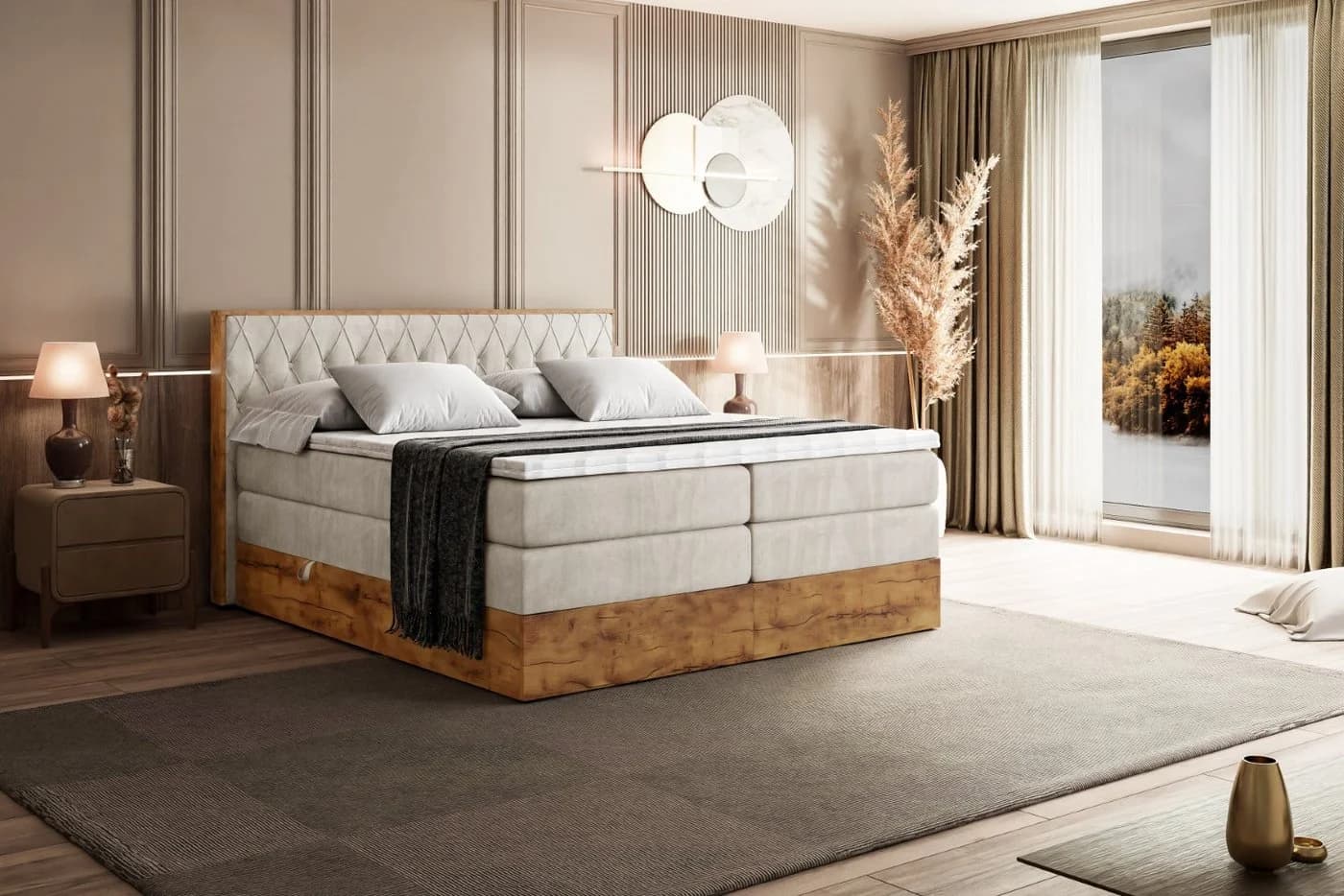 ALTDECOR Boxspringbett LOLLI5 KING Beige mit Topper und Bettkästen - Bild 4