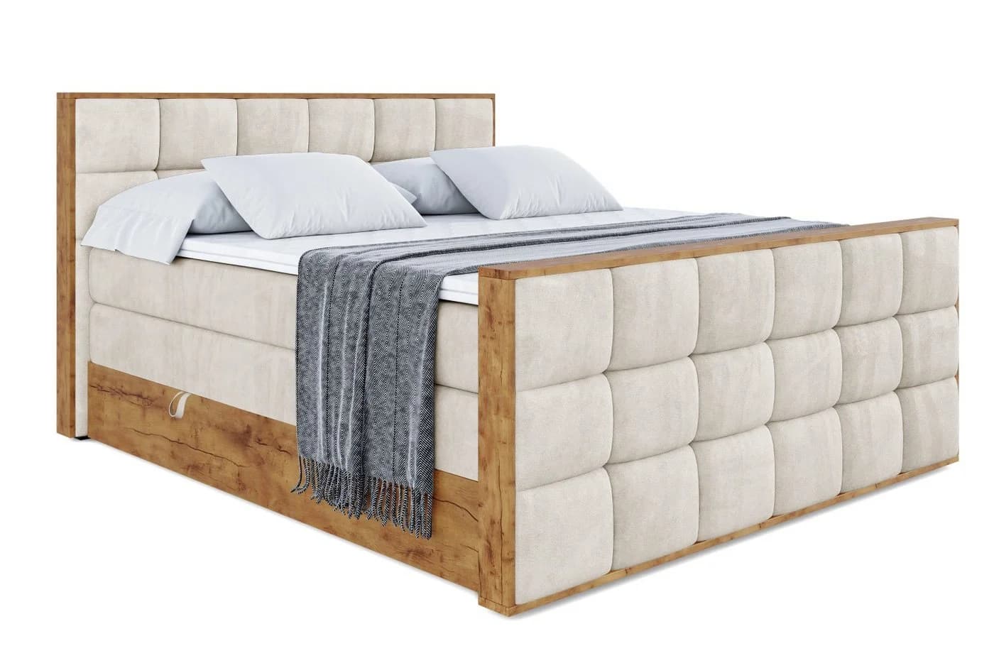 ALTDECOR Boxspringbett LOLLI2-Z KING Beige Multipocket H4
