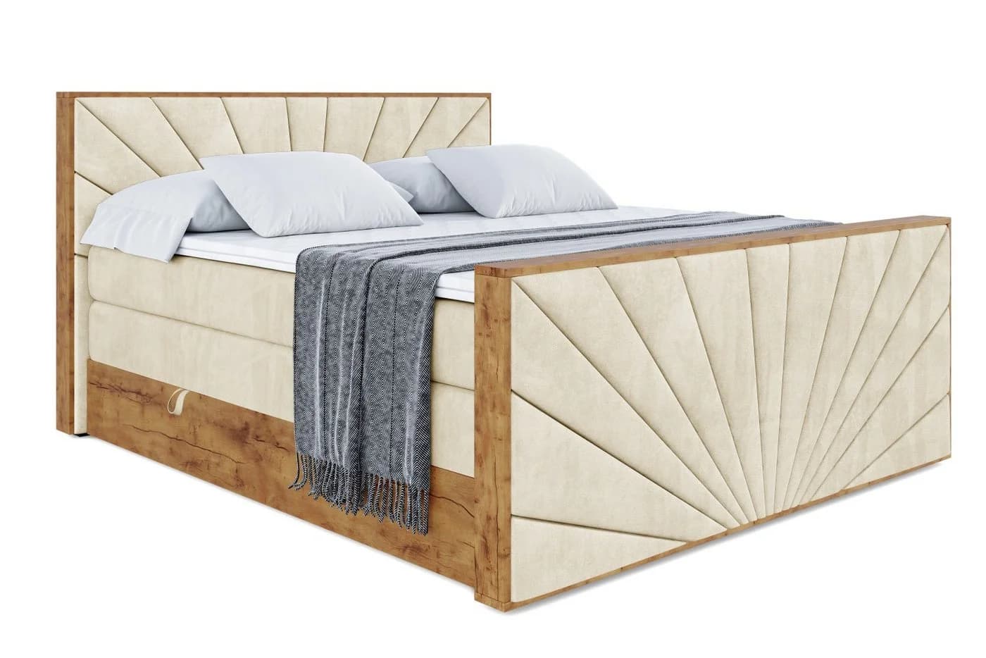 ALTDECOR Boxspringbett LOLLI6-Z KING Beige/Braun mit Topper