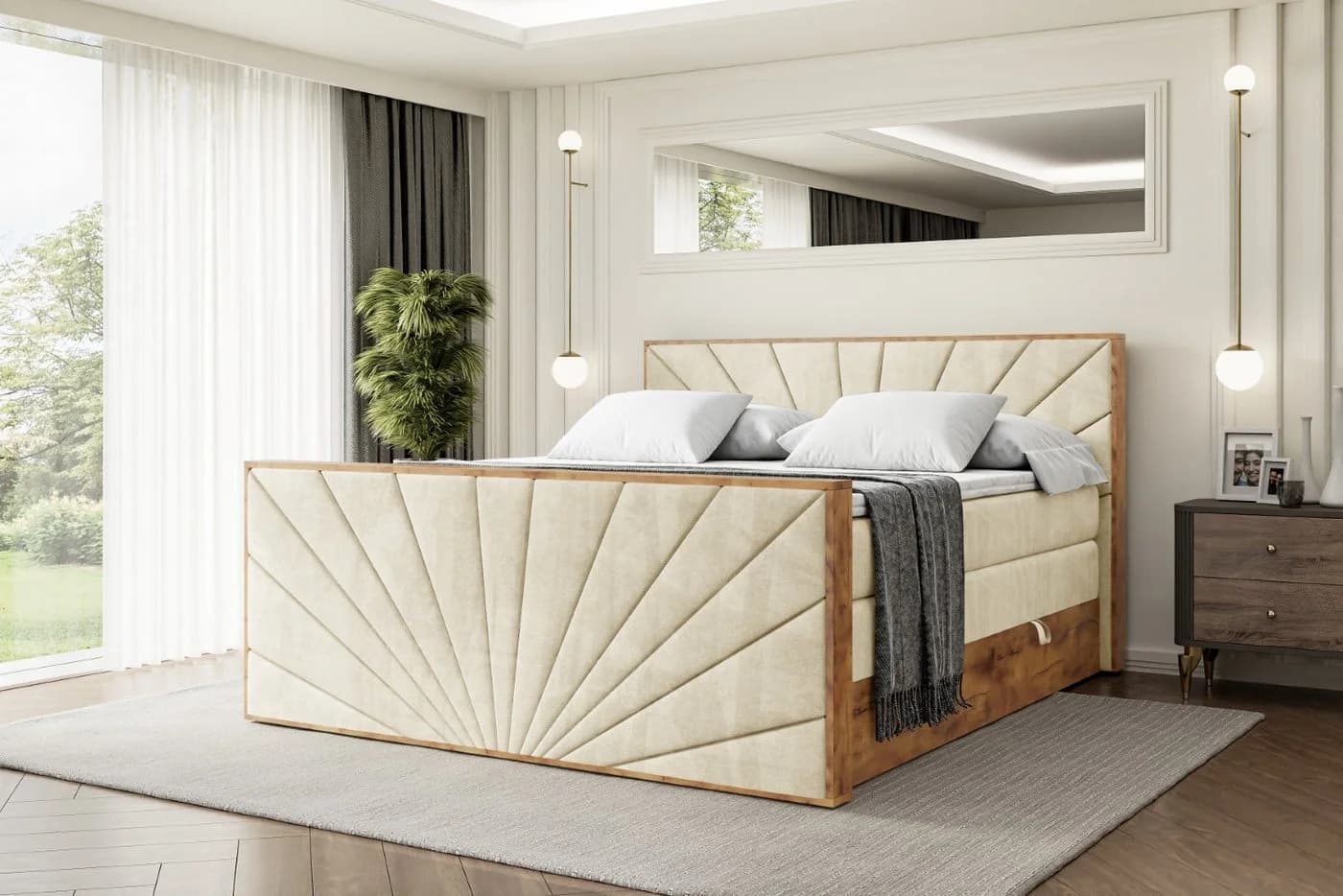 ALTDECOR Boxspringbett LOLLI6-Z KING Beige/Braun mit Topper - Bild 2
