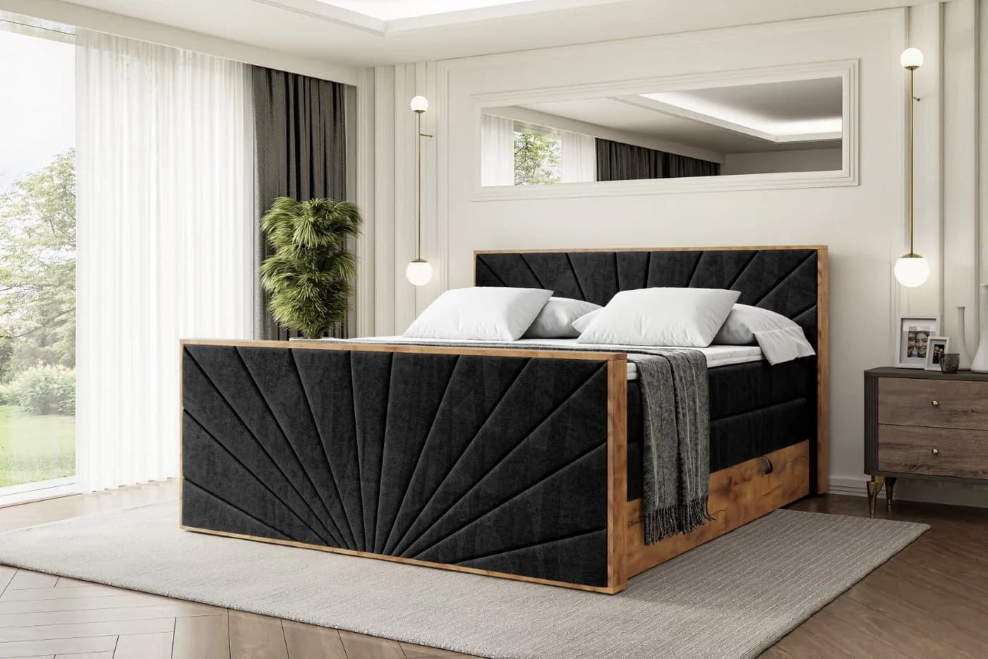 ALTDECOR Boxspringbett LOLLI6-Z KING Schwarz mit Topper und Bettkästen - Bild 2