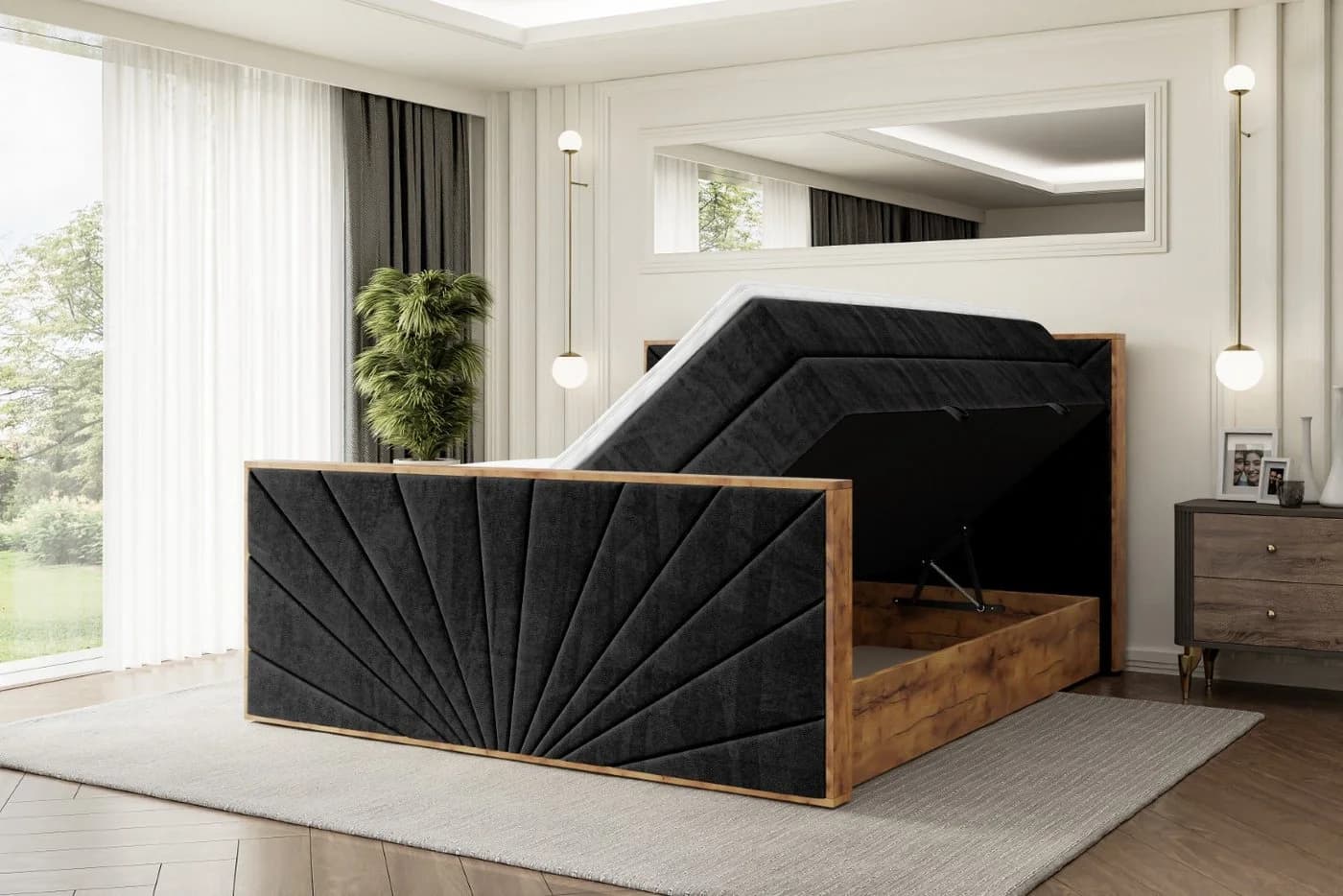 ALTDECOR Boxspringbett LOLLI6-Z KING Schwarz mit Topper und Bettkästen - Bild 3