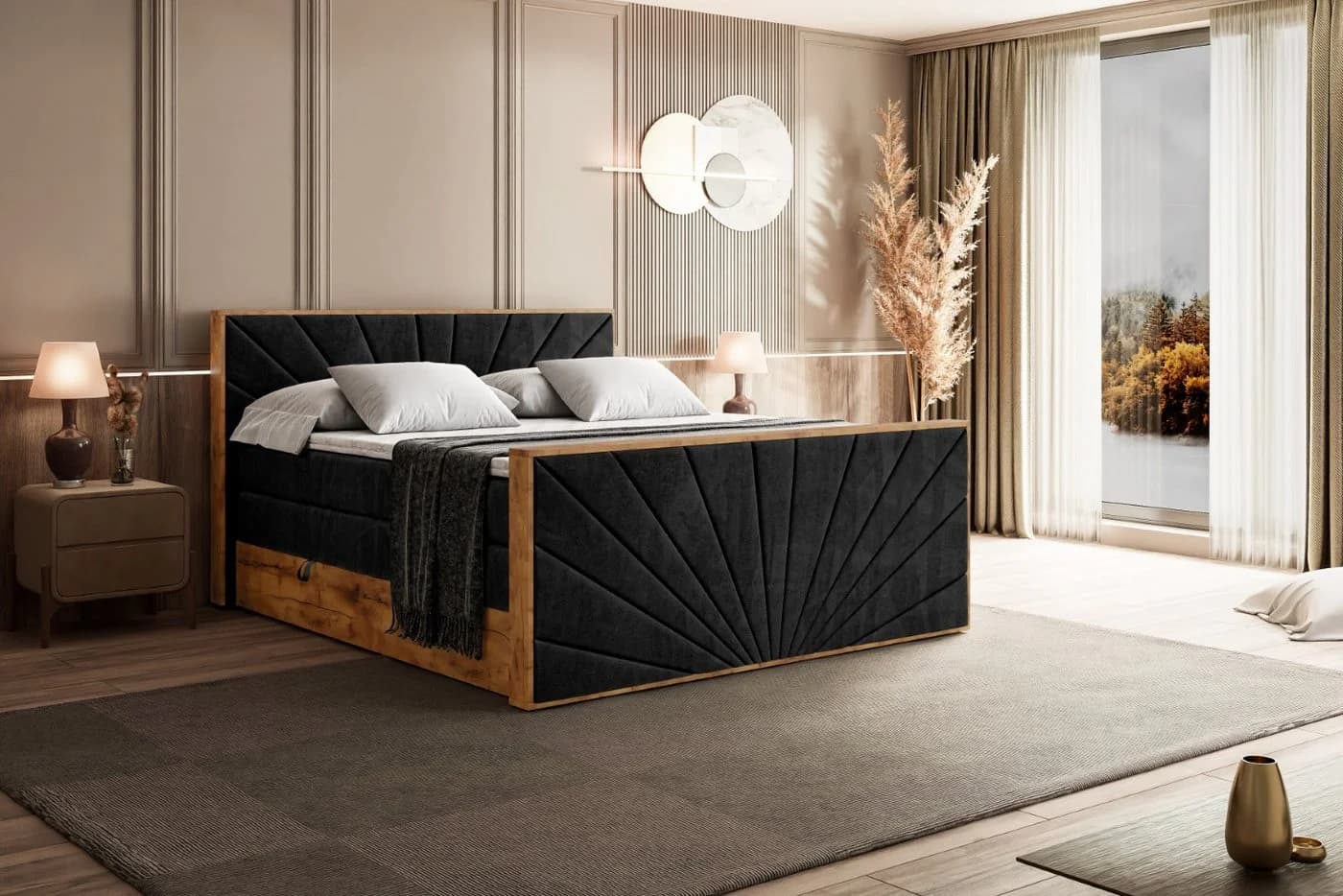 ALTDECOR Boxspringbett LOLLI6-Z KING Schwarz mit Topper und Bettkästen - Bild 4