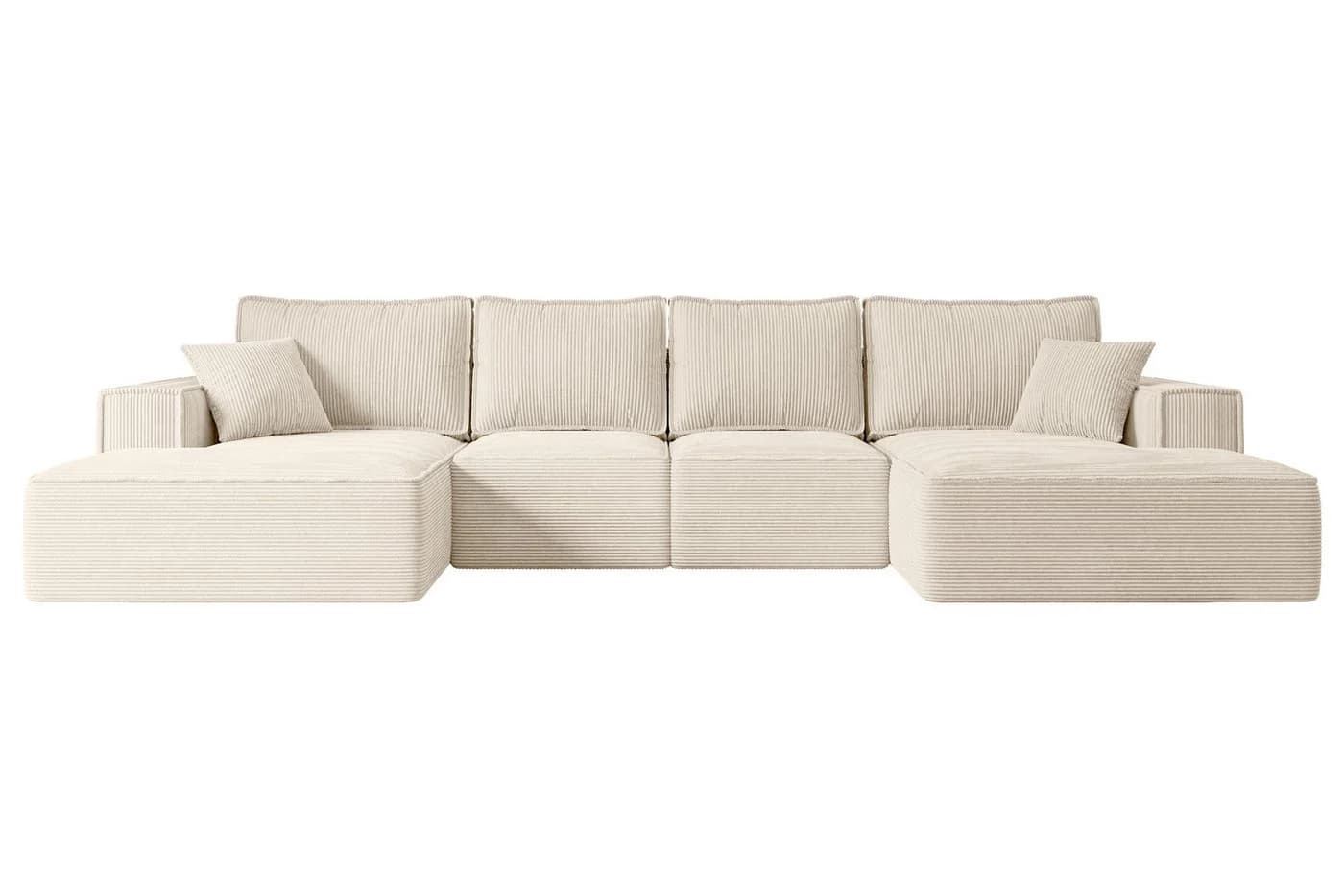 ALTDECOR Wohnlandschaft SIERRA-U-S Beige Couch mit Schlaffunktion