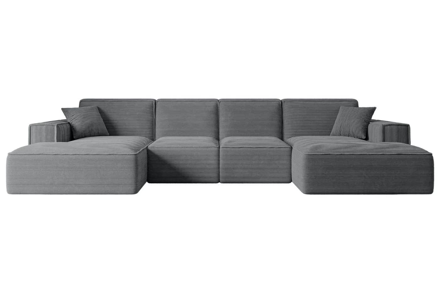 ALTDECOR Wohnlandschaft SIERRA-U Eckcouch U-Form Cord Dunkelgrau