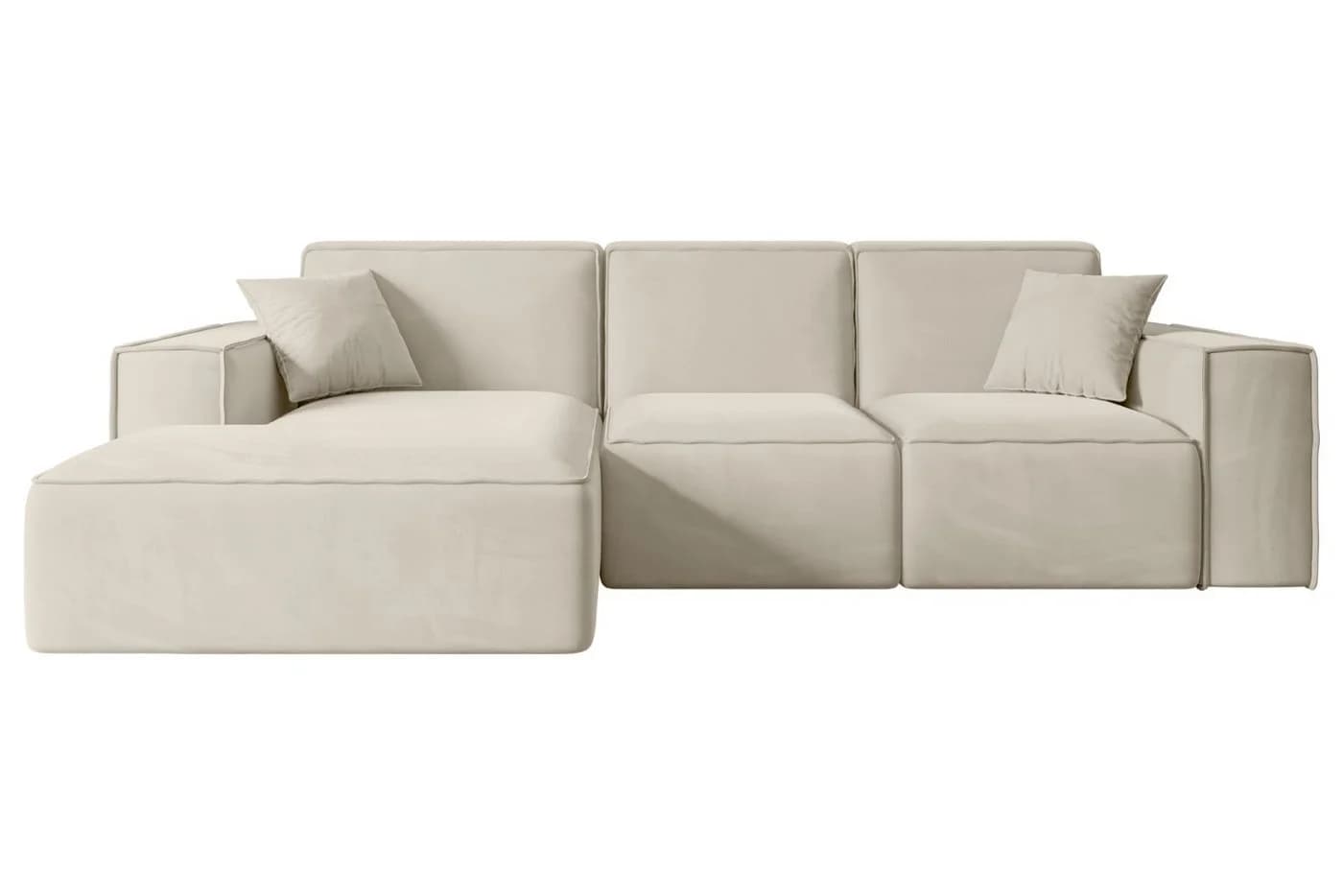 ALTDECOR Ecksofa SERRA-L L-Form Beige Samt
