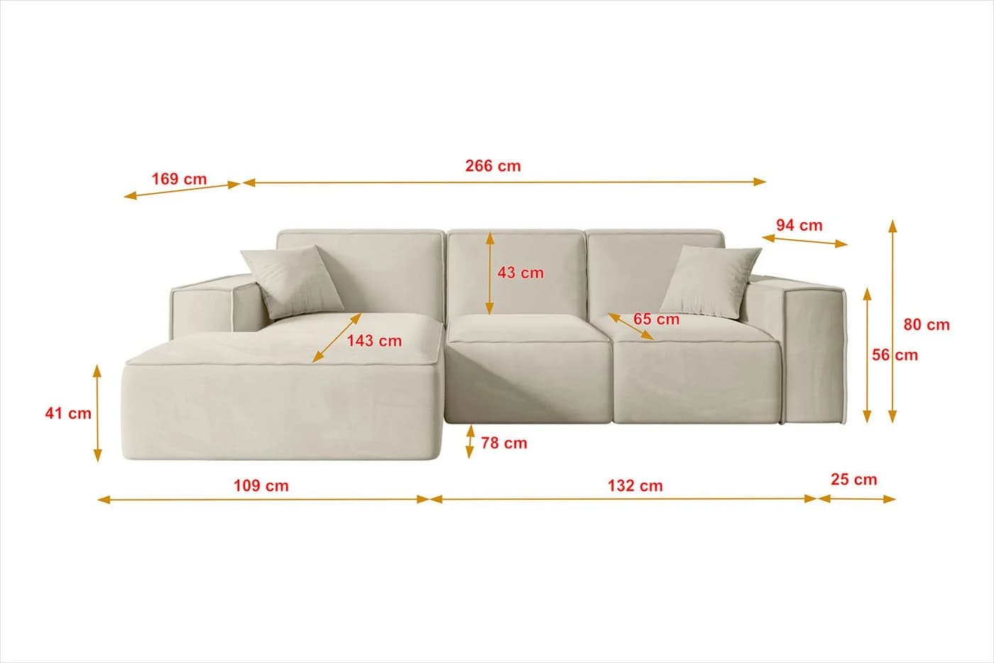 ALTDECOR Ecksofa SERRA-L L-Form Beige Samt - Bild 5