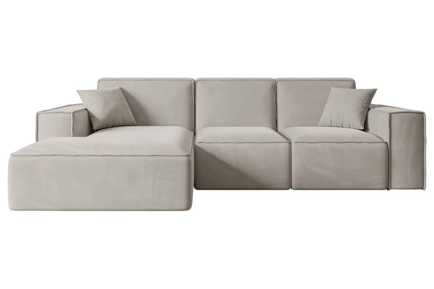 ALTDECOR Ecksofa SERRA-L L-Form Samt Hellbraun Wohnlandschaft