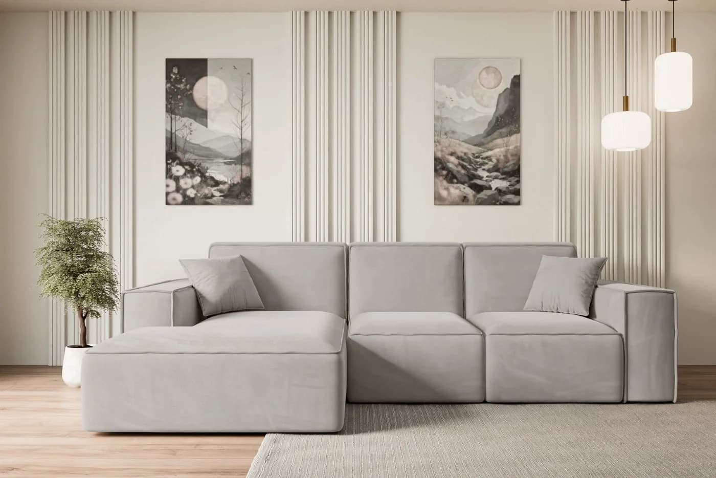 ALTDECOR Ecksofa SERRA-L L-Form Samt Hellbraun Wohnlandschaft - Bild 2