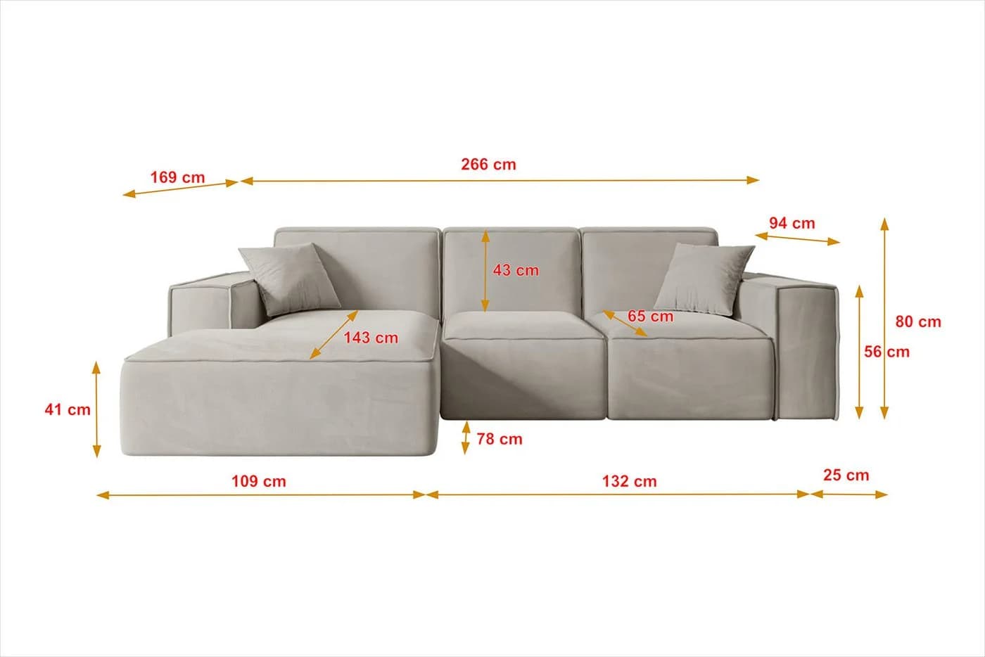 ALTDECOR Ecksofa SERRA-L L-Form Samt Hellbraun Wohnlandschaft - Bild 5