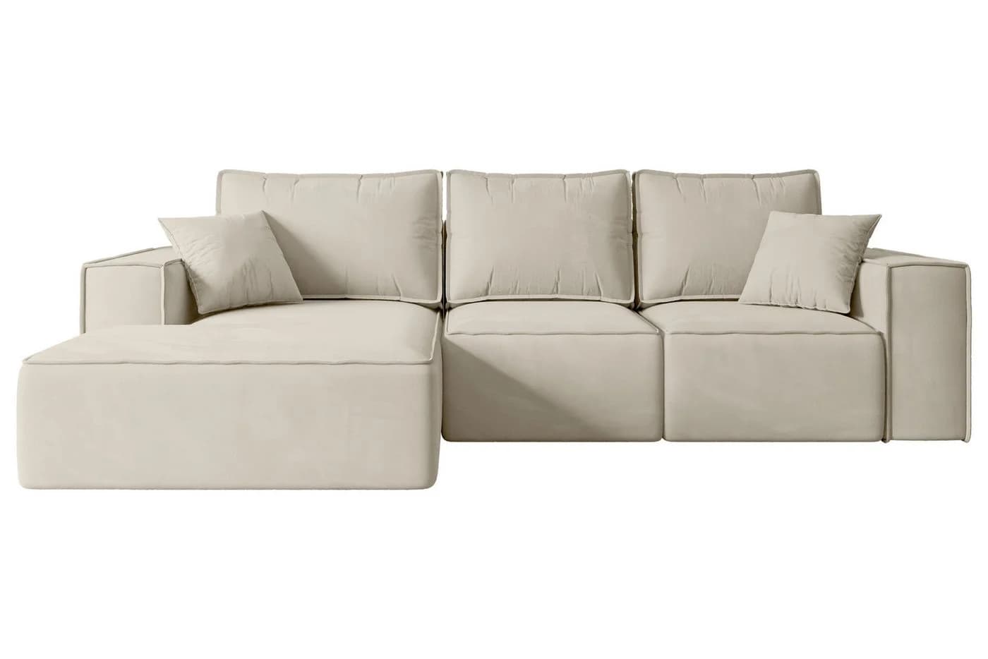 ALTDECOR Ecksofa SERRA-L-S Beige Samt mit Schlaffunktion