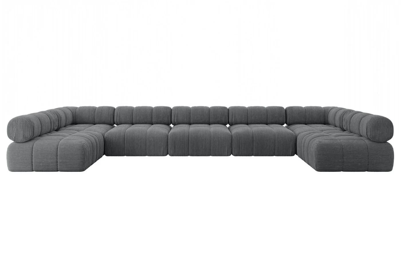 ALTDECOR Wohnlandschaft Garvo-U3 Eckcouch U-Form Cord Dunkelgrau