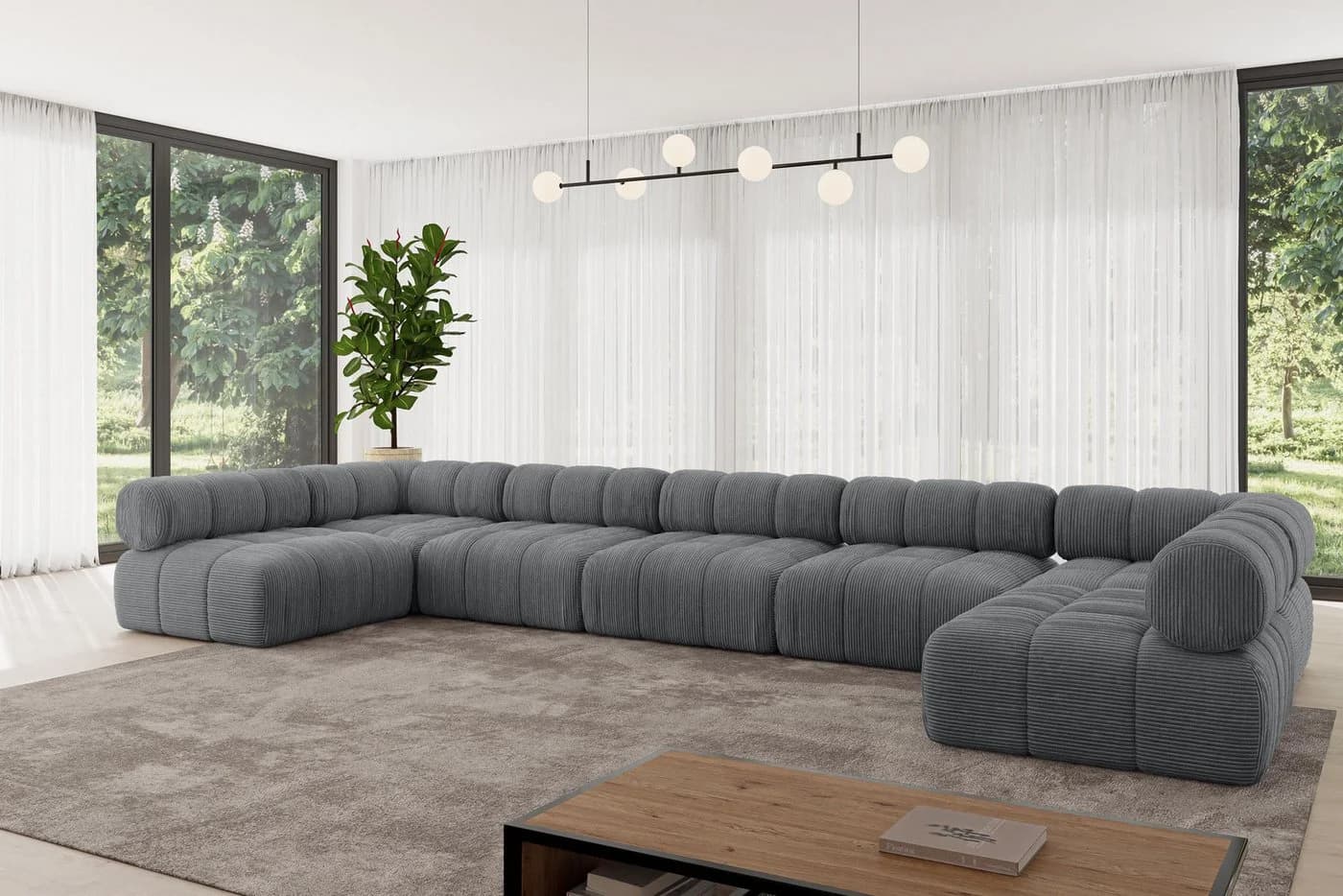 ALTDECOR Wohnlandschaft Garvo-U3 Eckcouch U-Form Cord Dunkelgrau - Bild 3