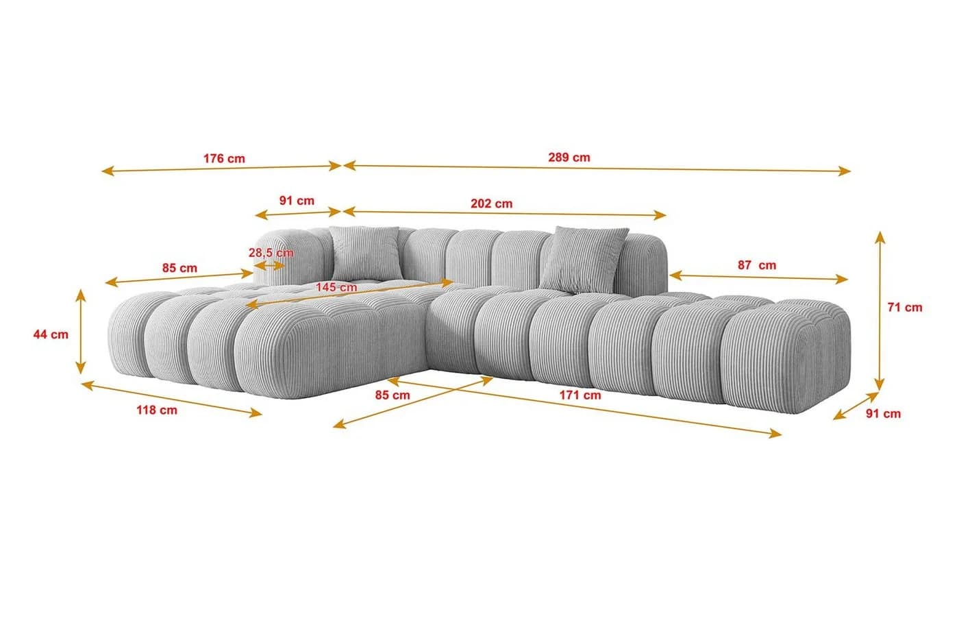 ALTDECOR Ecksofa OLEA-L2 Grau L-Form Polstersofa - Bild 5