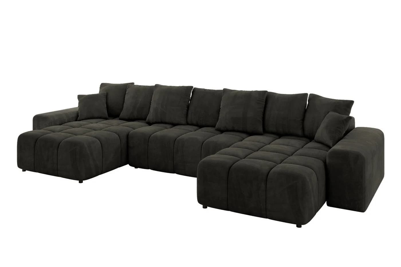 ALTDECOR Wohnlandschaft ENIL-U Schwarz U-Form mit Schlaffunktion