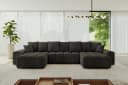 ALTDECOR Wohnlandschaft ENIL-U Schwarz U-Form mit Schlaffunktion Bild 2